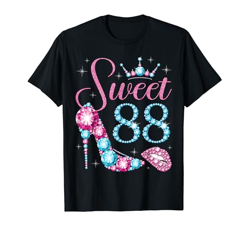 Sweet 88 Years Old 88th Birthday Queen woman Bday Party T-Shirt