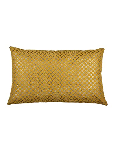 Image of miah decor Gold-Toned Velvet Rectangle Cushion Covers with Laser Cutting