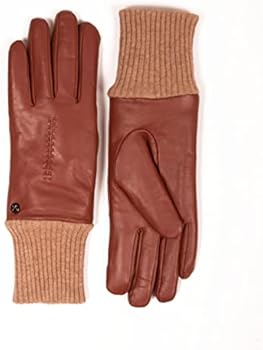 Exclusieve leren handschoen van lamsnappa gevoerd met 100% merino-lamsvel, met warme gebreide band aan de pols, zeer warme lamsvachthandschoenen voor dames