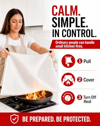 Image of Ougist 2 Pack Emergency Fire Blanket for Home and Kitchen, 40 inchx40 inch Fire Blankets for Safety, Fiberglass Flame Suppression for Grill, RV & Camping, Peace of Mind for Your Family