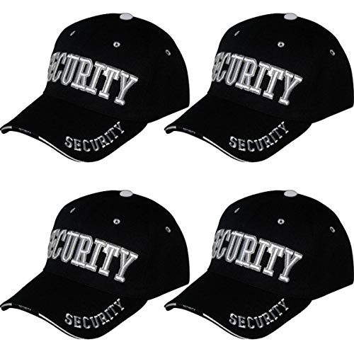 Online Best Service 4 Pack Security Hat Cap Uniform Hats,(One Size) Black