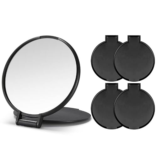 Qislee Compact Mirror Bulk, Round Makeup Mirror For Purse, Set Of 4 (Black) #TOP3