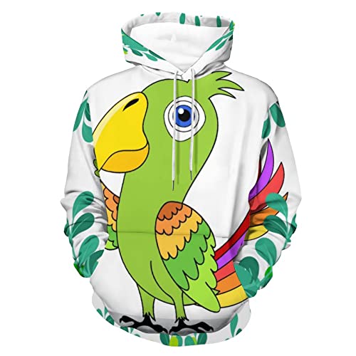 Hoodie perroquet vert sweat à capuche manche longue pour hiver et printemps