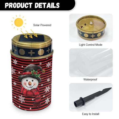 Image of Christmas Light for Prayer Cemetery Solar Lights for Grave Cemetery Cute Snowman Solar Power Light Eternal Lights 2 Pcs Christmas Decorations