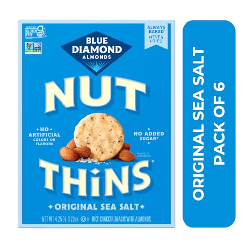 Image of Blue Diamond Almonds Nut Thins Gluten Free Cracker Crisp Snacks, Original, 4.25 Oz Boxes (Pack of 6)
