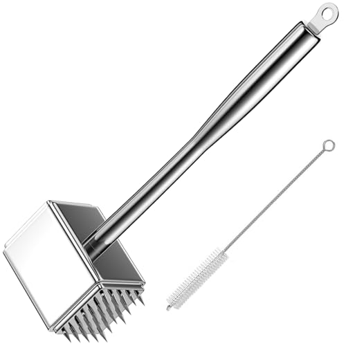 316 Stainless Steel 3in1 Meat Tenderizer Tool, BOMANSI BOMS Heavy Duty 1.52lb Meat Mallet Hammer Pounder