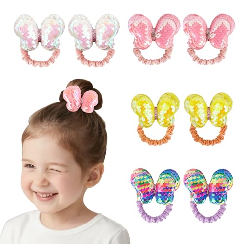 Dalababa 8 elastici per capelli con farfalle glitterate, per ragazze, con paillettes, per coda di cavallo, colorati, luccicanti, accessori decorativi per bambini