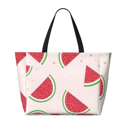 Pink watermelon Print 28L Beach Tote Bag, Water-resistant Travel Tote, Lightweight Gym & Camping Carryall2