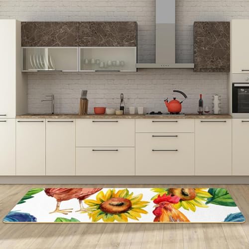 Alfombrillas de cocina para pasillo y cuarto de lavado con girasol 3