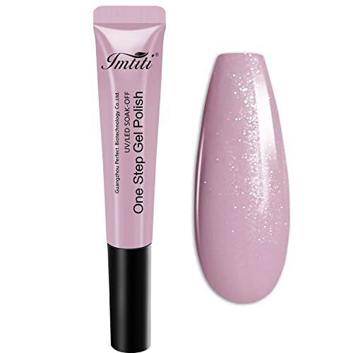 Imtiti Pink Gel Nail Polish, 3 In 1 Glitter One Step Gel Polish, Soak Off Pink Nail Polish Uv Led Nail Polish Gel No Need Base And Top Coat For Starters Diy Nail Art, 0.34 Fl Oz(010 Glitter Light Pink) #TOP25