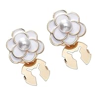Hezhou 2 Pcs Elegantes Knopfabdeckungen Dekorative Smoking Knopfbezüge Abnehmbarer Knopf Hemdknopf Clips Köpfe Schmuck Legierung Cufflinks Manschettenknöpfe Für Damen Kleidung Basteln (Kamelie)