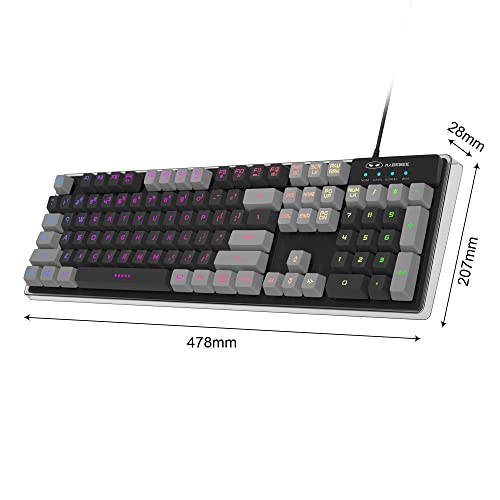 Magegee Gaming Keyboard, Rainbow Backlit Led Wired Gaming Keyboard With Clear Housing And Double-Shot Keycaps, K1 Waterproof Ergonomic 104 Keys Light Up Keyboard For Pc Desktop Laptop, Gray & Black #TOP6