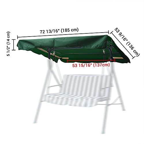 Yescom 72 1/2" x 53 1/2" Outdoor Swing Canopy Replacement UV30+ 180gsm Top Cover for Park Seat Patio Yard Green - Thumbnail 4