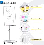Mobile Whiteboard – 36 x 24 inches Portable Magnetic Dry Erase Board Stand Easel White Board Dry Erase Easel Standing Board with Flipchart Hooks (White)