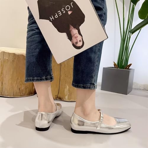 Image of LUXINYU Women's Slip on Flats,Classy Round Toe Solid Classic Mary Jane Ballet Dance Shoes Soft Comfortable PU Flat Shoes