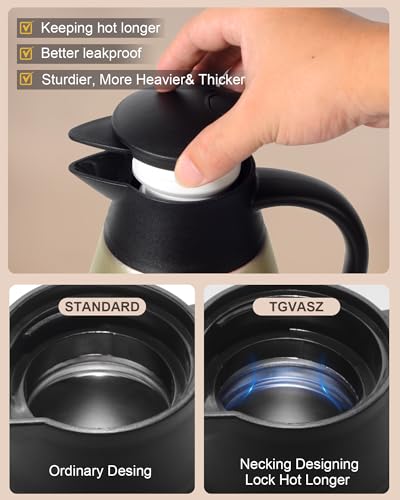 Image of Updated 70 Oz Thermal Coffee Carafe, 2.1L nsulated Stainless Steel Coffee Carafes for Keeping Hot Coffee & Tea Hot Beverage-12Hours, Double Walled Vacuum Coffee Carafe (Gold)