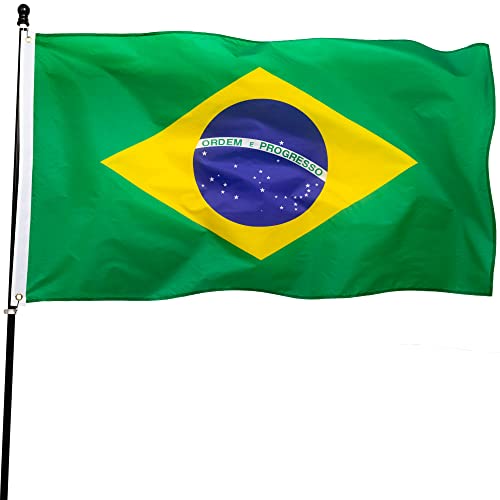 DANF Brazil Flag 3x5 Foot Polyester Brazilian National Flags Polyester with Brass Grommets 3 X 5 Ft