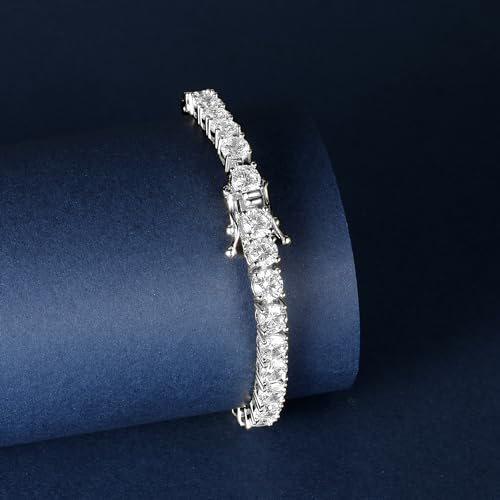 Gemsme 5MM Tennis Bracelet for Women Men, 18K White Gold Plated 5mm Round Cubic Zirconia Classic Tennis Bracelet,6.5 inch by Gemsme - Used condition - Image 4