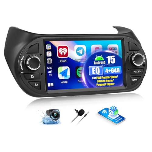 OiLiehu 4G+64G Android 15 Autoradio pour Fiat Fiorino/Qubo/Citroen Nemo/Peugeot Bipper avec CarPlay Android Auto sans Fil, 7“ Écran Tactile avec GPS WiFi...