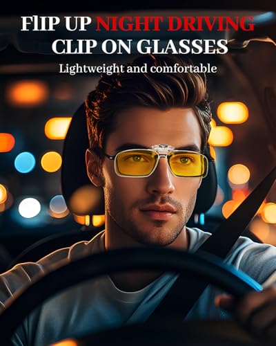 LUFF Night Driving Clip on Glasses for Men Women, Anti-Glare Polarised Flip up HD Vision UV400 Suitable for Night Driving2