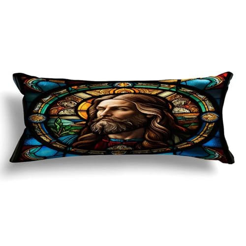 Body Pillow Case Cover,Christianity Religion Christian Jesus Church Stained Glass Decorative Rectangle Accent Long Body Pillowcase 20x54in Mother's Day Birthday Gifts Christmas for Women Girl Mom