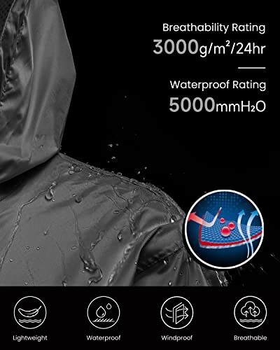 Axesquin Mens Long Raincoat With Hood Waterproof Rain Coats Lightweight Packable Outdoor Rain Jacket Rainwear Grey Xl #TOP2
