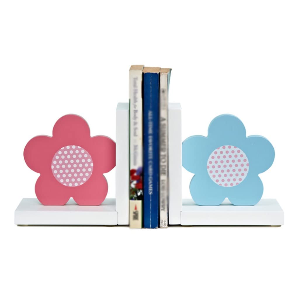 Buchstütze 2 stücke Moderne Pastorale Blüten Buchstützen Holzbuch endet Geschenk rutschfeste Buchungsbuch Unterstützung Home Büro Dekoration Schreibtisch Dekorative(Blue red)