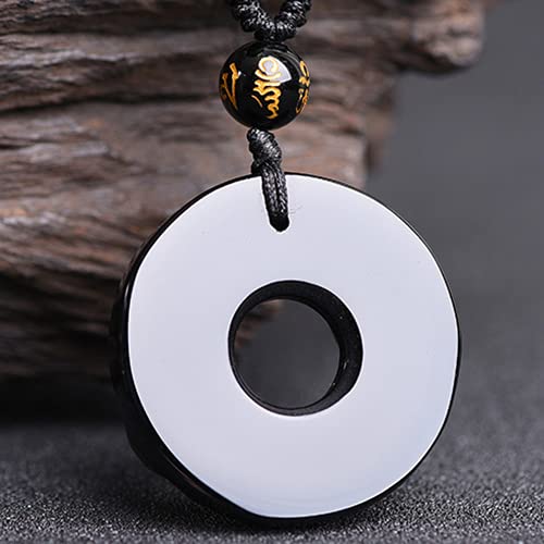 Colgante de obsidiana natural tallado con jade collar amuleto de la suerte 3