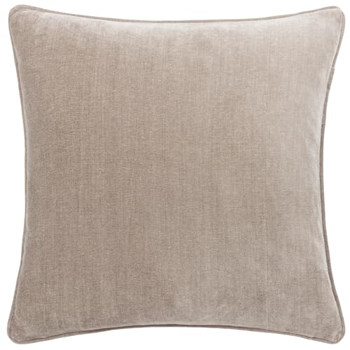 Furn Yard Heavy Chenille Cushion Cover – Luxury Soft Velvet Piped Decorative Case (Greige - 50x50cm)