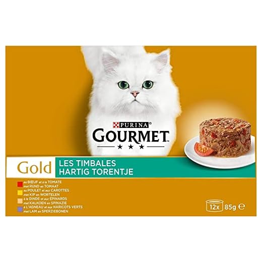 Gourmet Terrines Les Timbales de Carne y Aves, 4 variedades para Gato, 12 Unidades de 85 g