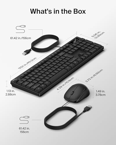 Image of Belkin Wired Keyboard and Mouse Combo, US Layout | Plug and play USB connection, compatible with PC and laptop, home and office desk set