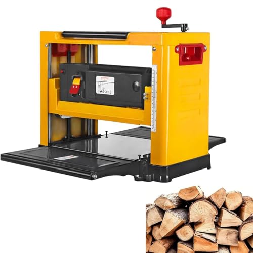 Cepilladora eléctrica para carpintería, 2000 W de potencia, 13 pulgadas de ancho, 12000 RPM de alta velocidad, profundidad ajustable de 0 a 3 mm para superficies lisas de madera y bambú