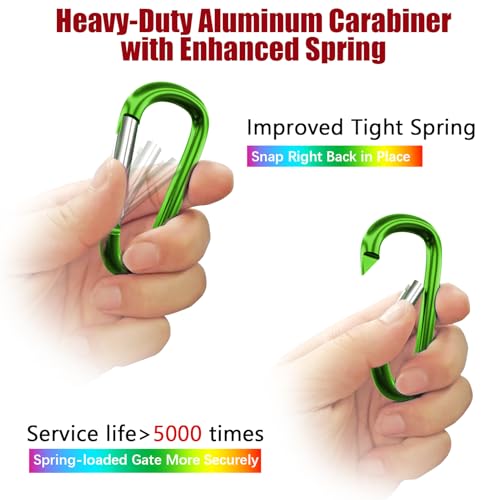 Image of sprookber 4 inch & 5 inch Extra Large Aluminum Carabiner D Ring, Caribeener Clips, Spring Snap Hook for Keychain Clip, Set of 4
