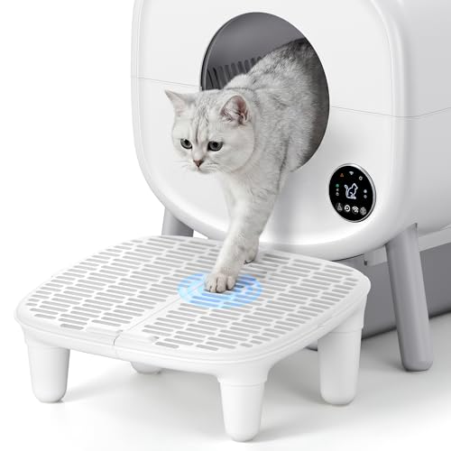 Cumrige Cat Litter Box Step with Litter Catcher Platform Non-Slip Cat Ramp for Automatic Litter Boxes Easy Clean Stool for Kittens & Senior Cats