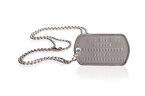 Personalisierte Erkennungsmarke in matt mit eigenem Text | Dog Tag Kette mit Prägung | inkl. Kette & Silencer im Set | Unterschiedliche individuelle Texte und Motive möglich