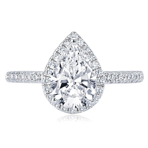 2CT Vintage Halo Moissanite Engagement Ring for Women D Color VVS1 Pear Shaped Wedding Rings Sterling Silver Promise Anniversary Ring4