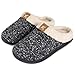 ULTRAIDEAS Chaussons Homme Chaud en Mousse à Mémoire Pantoufle Hommes Doublure Laineux, Chausson Peluche avec Semelle Antidérapante pour Intérieur et Extérieur, Noir, 46/47 EU
