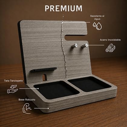 Namore Nightstand Organizer for Men – Wood Phone Docking Station & Bedside Valet Tray Organizer for Wallet, Watch & Keys – Unique Gifts for Men, Husband, Dad image 4
