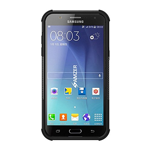 Amzer Impact Resistant Hybrid Warrior Case For Samsung Galaxy J2 Sm-J200F - Retail Packaging - Black #TOP1