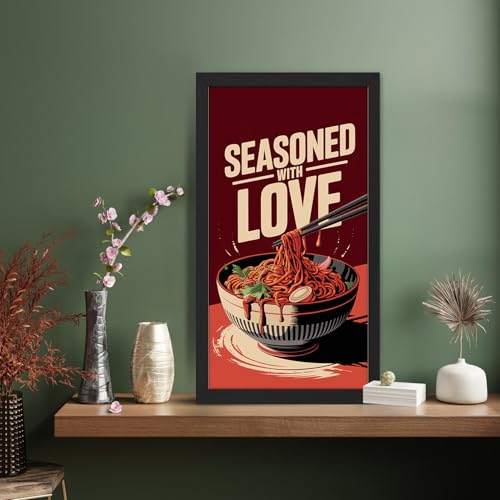 Image of NoWorries Wall art framed painting food posters for cafe decor (Synthetic wood frame) inch300 GSM premium art HD prints inch Wall painting for Home & Kitchen Decor (Pattern illustration)( Set of 1, Framed Painting) (BLACK, ART-10, 10X19INCHES)
