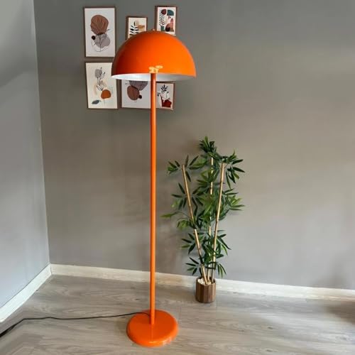 bamyum Gorkiede Lámpara de Pie de Metal, Lámpara de Pie Moderna para Dormitorio, Habitación Infantil con Casquillo E27, 40 cm de Ancho, Pantalla Ajustable, Lámpara de Pie Naranja