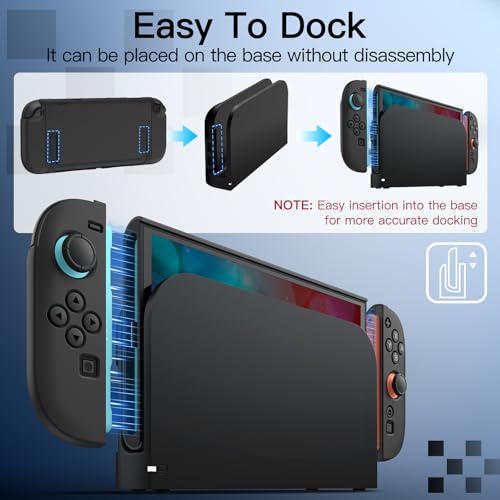 Image of JETech Slim Dockable Case for Nintendo Switch 2 (2025) 7.9 Inch, Soft TPU Grip Cover for Joy-Con Detachable, Matte Carrying Protective PC Back Shell, Anti-Scratch (Black)