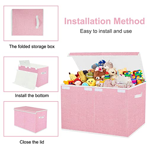 Pantryily Toy Storage Box For Girls, Large Kids Toy Chest Boxes Organizers And Storage 24.5"X13"X16"(Pink) #TOP5