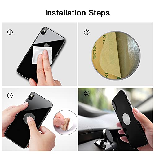 Image of SALEX Replacement Metal Plates Set for Magnetic Car Phone Holders, Wall, Air Vent Mounts, Cases, Magnets. Kit of 4 Silver Rectangular Iron Discs without Holes. 3M Adhesive Backing. Steel Sheets 4 Pack
