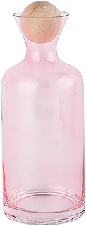 QQZIZHPI kettles Pink Cold Water Bottle with Wooden Ball Cover High Temperature Glass Pitcher for Home, Office, Restaurant and Cafe（40.5 Oz） canteen, 20010125