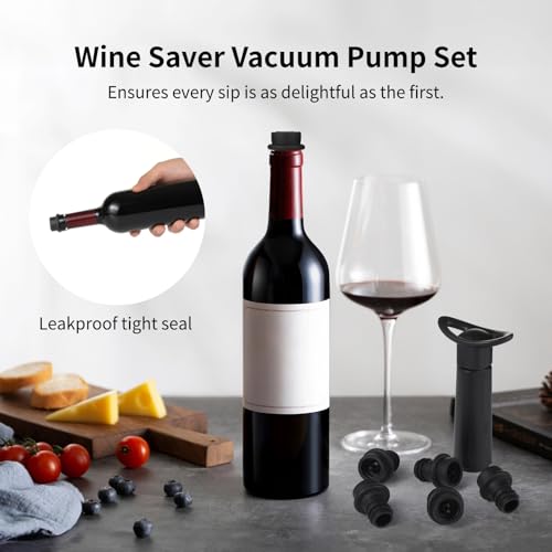 Bombas de vacío para vino y 30 tapones para mantener la frescura en fiestas y cenas 3