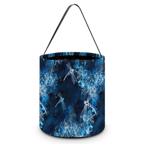 Watercolor Dragonfly, Flower Cute Easter Basket Bags Eggs Bucket Candy Tote Decorations Gifts Party Storage Bag