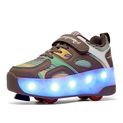 HUSKSWARE Rollschuhe Kinder – Vier Rollen mit Abnehmbarer Bremse, bunt, atmungsaktives Space-Leder & Mesh, rutschfeste TPR-Sohle, verstellbare Bremse – Indoor & Outdoor für Kinder & Jugendliche