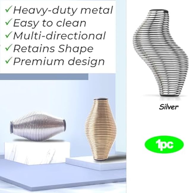 1 Pack Spring Metal Stress Therapy Ball & Hand Squeeze Ball - Fidget & Strength Trainer - Hand Exerciser Grip Strengthener & Squishy Tools for Wrist Rehab, Stress Relief Hand & Finger Therapy Squeeze Ball