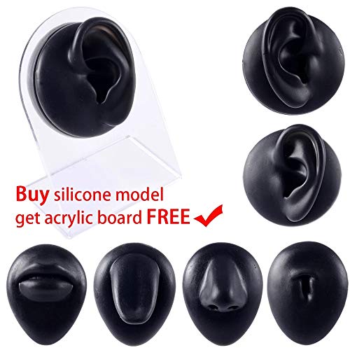 1PC Soft Silicone Body Part Model Human Ear Mouth Eye Tongue Navel Model Display Puncture Display Simulation for Jewelry Display Teaching Tool (1PC Fresh Color Nose) - Thumbnail 3